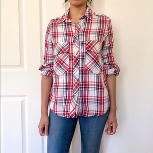 Red white and cream button down S BD